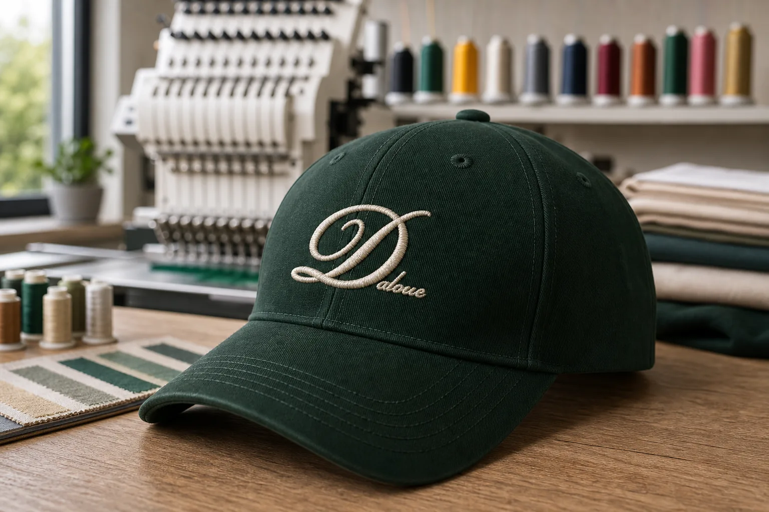 Grüne Cap mit gesticktem Dadoue Logo